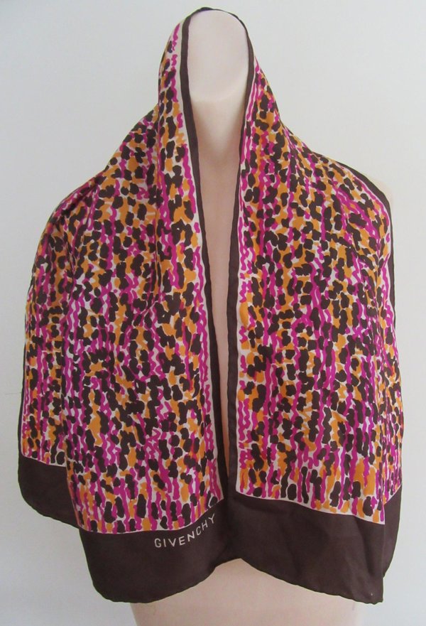 Vintage Givenchy Leopard Long Silk Scarf