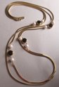Snakey Gold Tone Mesh Black Lucite and Faux Pearl Long Necklace