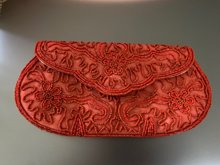 Vintage Unusual Orange Beaded Evening Purse Japan 1950's Accessories
