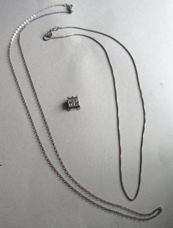 Two Vintage Sterling Silver Chains and Box Clasp 4.7 Grams