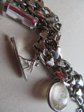Vintage Hearts Charm Bracelet Articulated Roulette Wheel Charm Austria and Sterling Hour Glass Charm AS IS Destash