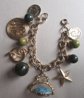 Vintage 1950's Blue Moon Green Bakelite And Lucite Charms Bracelet Smaller Wrist 7 1/4" Long