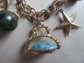 Vintage 1950's Blue Moon Green Bakelite And Lucite Charms Bracelet Smaller Wrist 7 1/4" Long