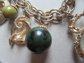 Vintage 1950's Blue Moon Green Bakelite And Lucite Charms Bracelet Smaller Wrist 7 1/4" Long