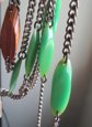 Vintage Pakula Green Bakelite And Wood Set Bracelet Necklace Earrings Original Cards