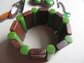 Vintage Pakula Green Bakelite And Wood Set Bracelet Necklace Earrings Original Cards