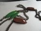 Vintage Pakula Green Bakelite And Wood Set Bracelet Necklace Earrings Original Cards