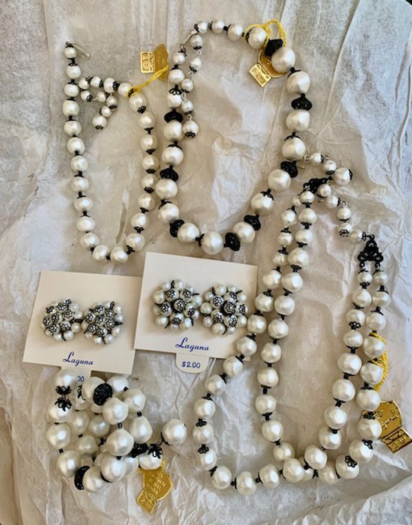 Vintage 1950's Laguna Signed Entire Set Necklaces Earrings Bracelet With Tags Never Worn Warehouse Find