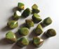 Genuine Bakelite 14 Abstract Beads Gorgeous Green Yellow Brown Swirls Jewelry Making