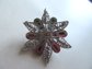 Grey and Black Glass Rhinestone and Faux Pearl Pin Brooch 