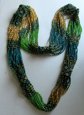 Vintage Glass Seed Bead Festoon Necklace Peacock Colors