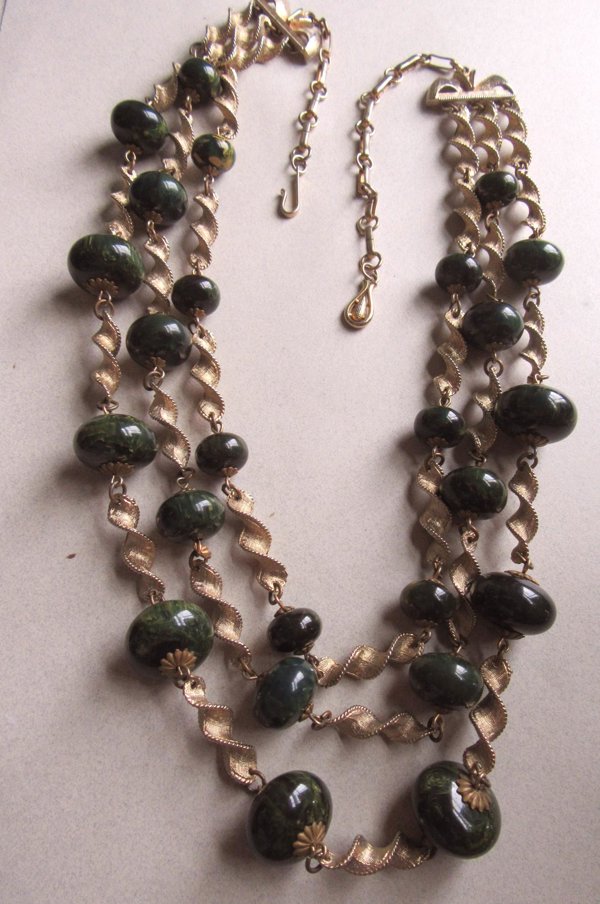 RARE Blue Moon Bakelite Coro Multi Strand Chain Necklace CORO