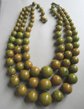 Vintage Bakelite Triple Strand Necklace End Of Day Gorgeous Swirls! 