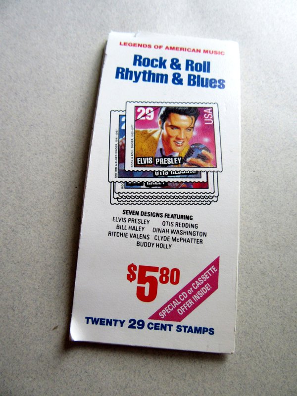 Vintage Rock and Roll Full 29 Cent US Stamp Book Elvis, Otis Redding, Dinah Washington, Buddy Holly 1950's Party