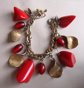 Vintage Chunky Red-Orange Bakelite Charm Bracelet