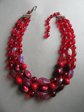 Vintage Red Glass Leaves Short Choker Necklace Wear Or Take Apart