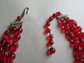 Vintage Red Glass Leaves Short Choker Necklace Wear Or Take Apart