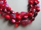 Vintage Red Glass Leaves Short Choker Necklace Wear Or Take Apart