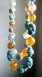 Vintage Apple Juice Bakelite Art Glass and Lucite Necklace