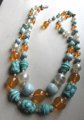 Vintage Apple Juice Bakelite Art Glass and Lucite Necklace