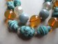 Vintage Apple Juice Bakelite Art Glass and Lucite Necklace