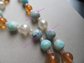 Vintage Apple Juice Bakelite Art Glass and Lucite Necklace