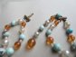 Vintage Apple Juice Bakelite Art Glass and Lucite Necklace