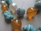 Vintage Apple Juice Bakelite Art Glass and Lucite Necklace