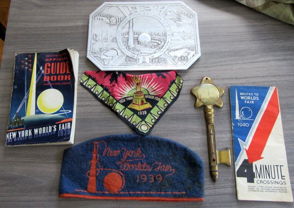 1939 World's Fair Lot Hat Thermometer Trivet Map and Guide Book - Selling For A Friend's Medical Bills