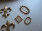 Vintage Brass Stampings Mini Belt Buckles Lot For Doll Clothing Making and Fleur De Lis